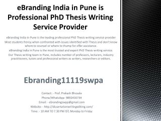 eBranding India in Pune is Professional PhD Thesis Writing Service Provider