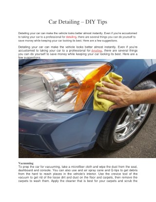 Car Detailing – DIY Tips