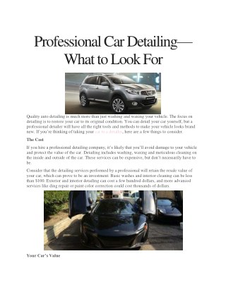 Professional Car Detailing—What to Look For