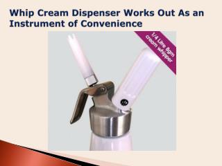 Whip Cream Dispenser Works Out As an Instrument of Convenience