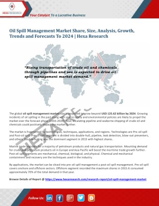 Oil Spill Management Market Analysis, Size, Share, Growth and Forecast to 2024 | Hexa Research