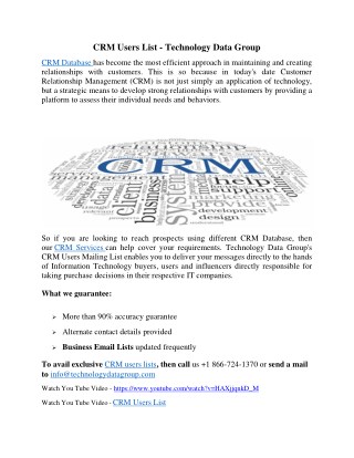 CRM Users List - Technology Data Group