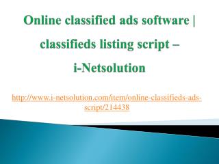 Online classified ads software | classifieds listing script -i-Netsolution