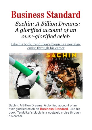 Sachin: A Billion Dreams: A glorified account of an over-glorified celeb