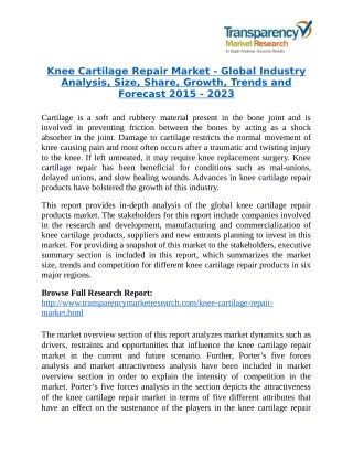 Knee Cartilage Repair Market - Positive long-term growth outlook 2015 - 2023