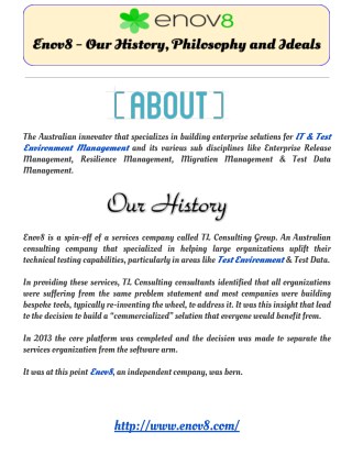 Enov8 - Our History, Philosophy and Ideals