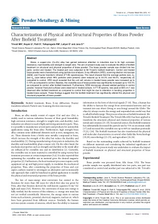 Characterization of Physical and Structural Properties of Brass Powder After Biofield Treatment