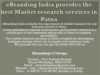 eBranding India provides the best Market research services in Patna