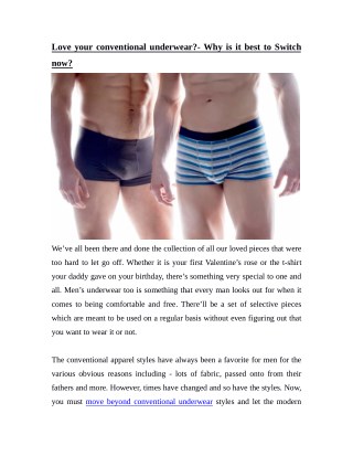 Love your conventional underwear?- Why is it best to Switch now?