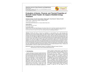 Evaluation of Atomic, Physical, and Thermal Properties of Bismuth Oxide Powder: An Impact of Biofield Energy Treatment