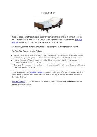 Hospital Bed Hire