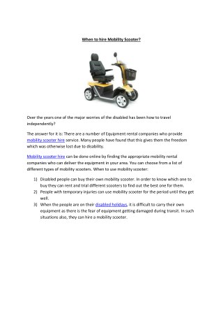 When to hire a Mobility scooter?