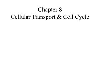 Chapter 8 Cellular Transport & Cell Cycle