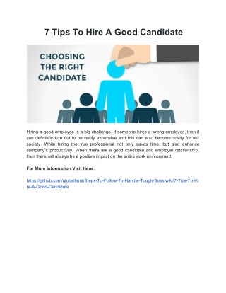 7 Tips To Hire A Good Candidate