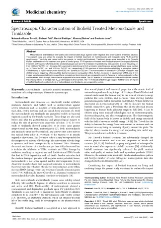 Spectroscopic Characterization of Biofield Treated Metronidazole and Tinidazole