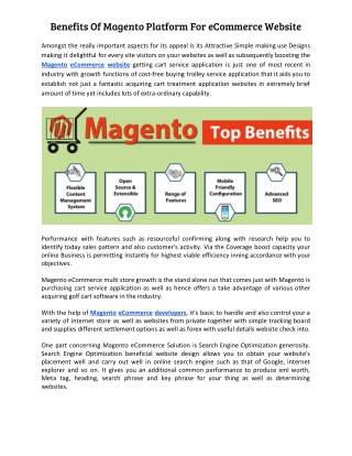 Benefits Of Magento Platform For eCommerce Website
