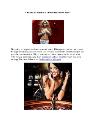What are the benefits of Live online Poker Casino?