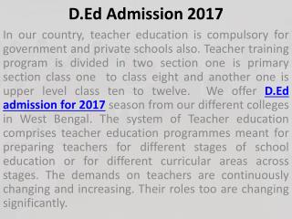 D.El.Ed Admission in Kolkata