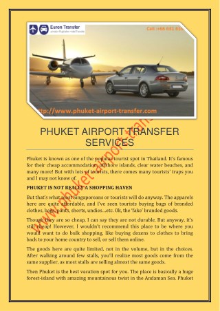 Low Cost Phuket Shuttle and Taxi Transfer
