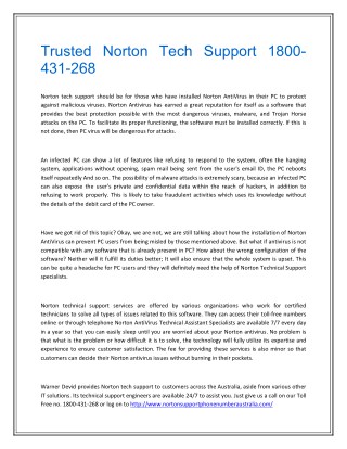 Trusted Norton Tech Support 1800-431-268