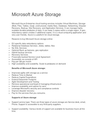 Microsoft Azure Storage-Mismosystems