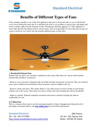 Benefits of Different Types of Fans