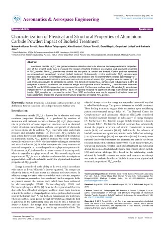 Characterization of Physical and Structural Properties of Aluminium Carbide Powder: Impact of Biofield Treatment