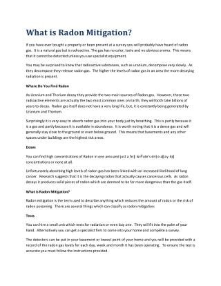 What is Radon Mitigation?
