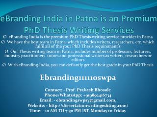 eBranding India in Patna is an Premium PhD Thesis Writing Services