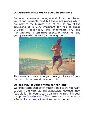 Underneath mistakes to avoid in summers