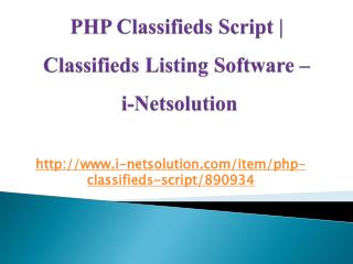 PHP Classifieds Script | Classifieds Listing Software – i-Netsolution