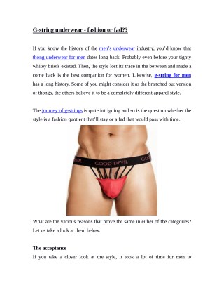 G-string underwear - fashion or fad??