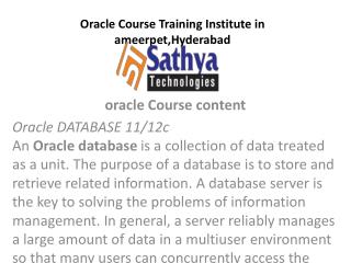 Oracle course training institute ameerpet Hyderabad