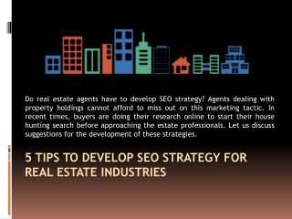 5 Tips To Develop Seo Strategy For Real Estate Industries