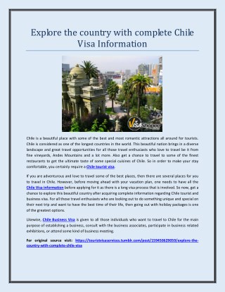 Explore the country with complete Chile Visa Information