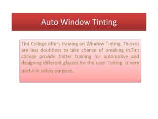 Auto Window Tinting