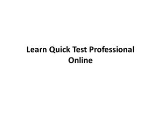 Learn Quick Test Professional Online