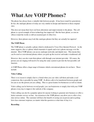 What Are VOIP Phones?