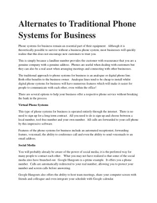 Alternates To Traditional Phone Systems For Business