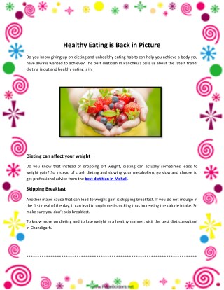 Healthy Eating is Back in Picture