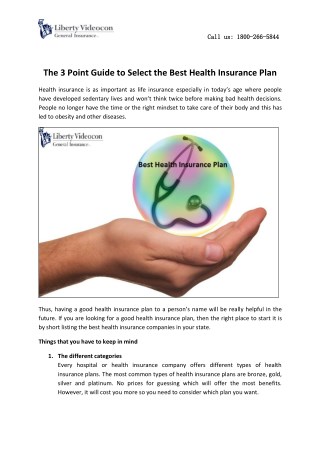 The 3 Point Guide to Select the Best Health Insurance Plan