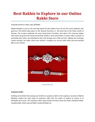 Online Rakhi Store,Send rakhi to Canada.Best collection of Rakhis On Rakhi.in