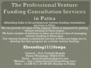 The Professional Venture Funding Consultation Services in Patna