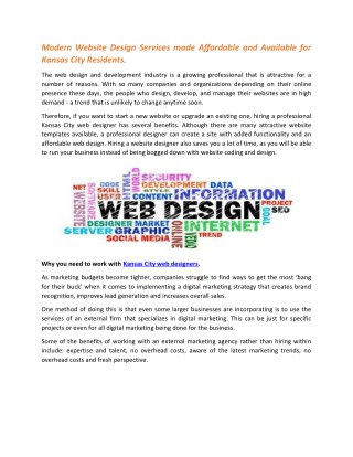 Modern Website Design Services made Affordable and Available for Kansas City Residents