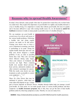 Reasons why to spread health awareness