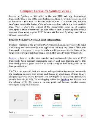 Laravel vs Symfony vs Yii