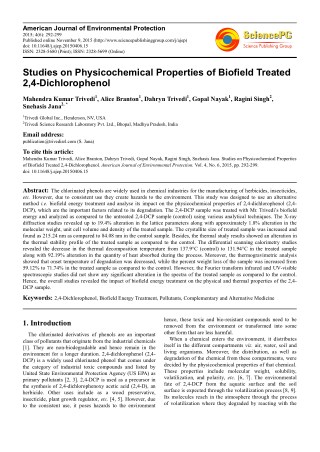 Studies on Physicochemical Properties of Biofield Treated 2,4-Dichlorophenol