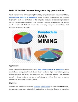 Data Scientist Course in Bangalore prwatech.in