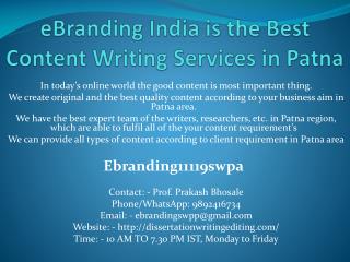 eBranding India is the Best Content Writing Services in Patna