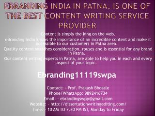 eBranding India in Patna, is one of the Best Content Writing Service provider